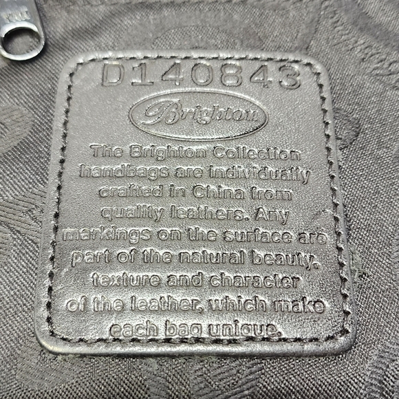 Brighton Black Leather Shoulder Bag Croc Pattern Trim Bow with Hearts - Picture 15 of 16